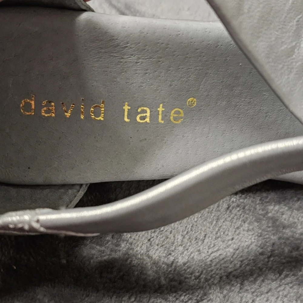 David Tate Silver Women's Wedge Sandals Size 8.5WW. Leather Upper‎